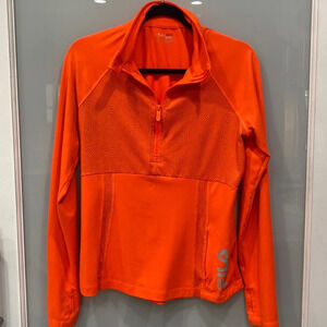 Fila Sport Women's Bright Orange Running Long Sleeve Pull Over Light Jacket M